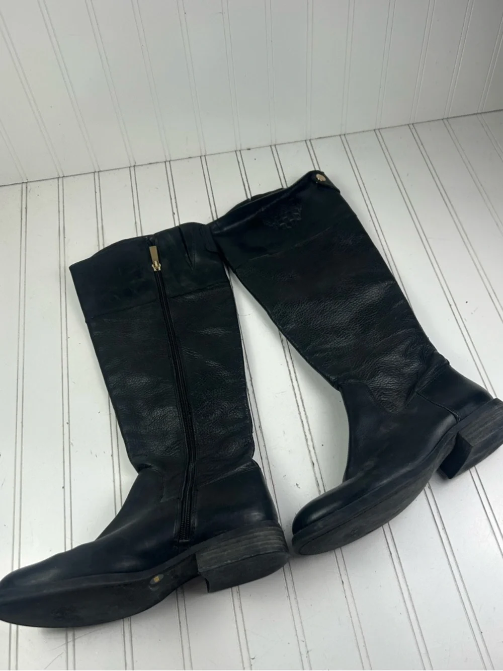 Vince Camuto Selpisa Black Leather Riding Knee High Boots Women’s Size 6M